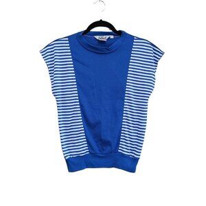Eaton Select Vintage Sleeveless Top Size  Medium Blue White Striped Sections